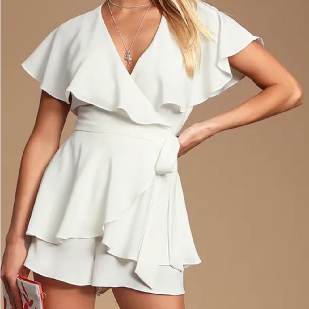 White Lulu’s romper, size L - worn once